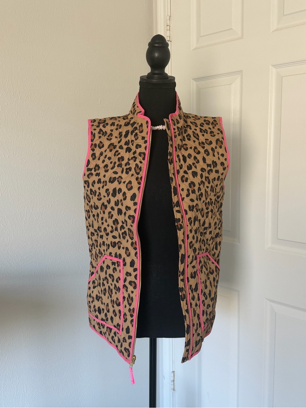 J. Crew Crewcuts Leopard Print Vest with Pink Accents